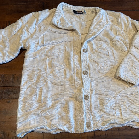 Vintage Brimwick Custom Knitwear 100% Cotton Women’s Cream Sweater Medium - Picture 4 of 4